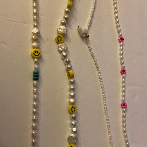 PacSun Necklace Bundle (4) - Yellow Happy Face, Mushroom, Pink Flowers - Picture 3 of 4